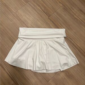 White Fold-Over Waist Skater Skirt